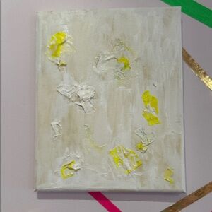 Sarah Shirley Abstract Floral Texture Canvas Art in White and Yellow - 8x10